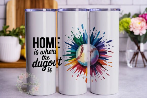 Baseball Watercolor Splash Skinny PNG