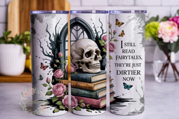 Gothic Skull Books Roses Skinny Tumbler Review