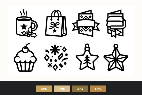 Holiday Black and White Icon Set