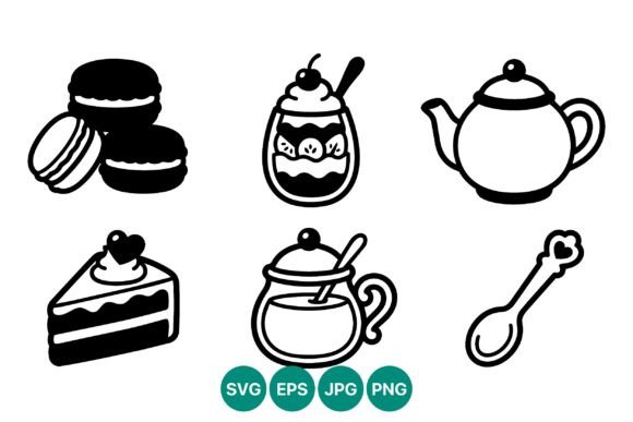 Macarons Cake Teapot Vector Set Review