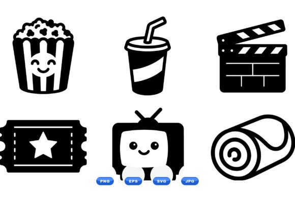 Movie Night Icon Clipart Set: A Designer's Review