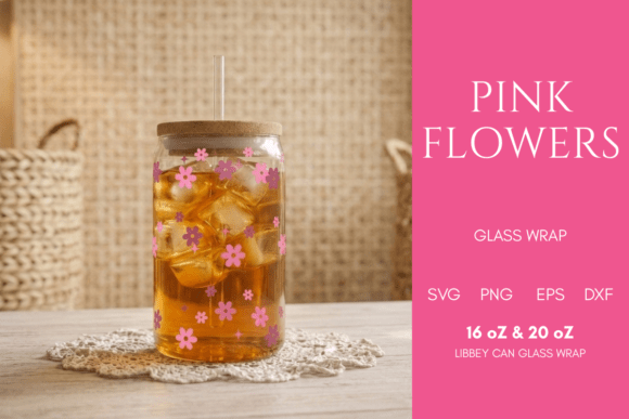 Pink Flower Libbey Glass Wrap