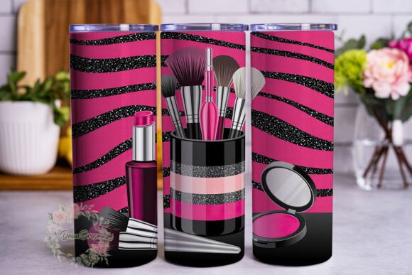 Pink Glitter Zebra Cosmetics Tumbler Review