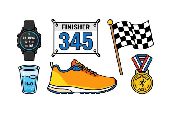Race Day Running Clipart Set