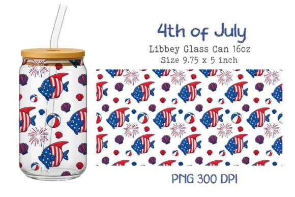 Review: July 4th Angle Fish 16oz Glass Can Wrap for Embroidery