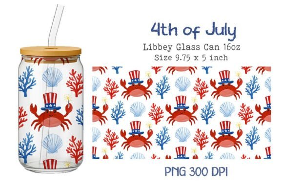 Review: July 4th Crabs 16oz Glass Can Wrap for Embroidery