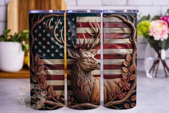 Rustic Stag Flag Wood Carve Tumbler Wrap Review